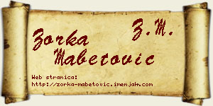 Zorka Mabetović vizit kartica
